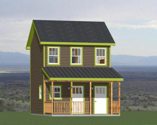 16x16 Tiny Duplex -- 441 sq ft -- PDF Floor Plan -- Model 23C