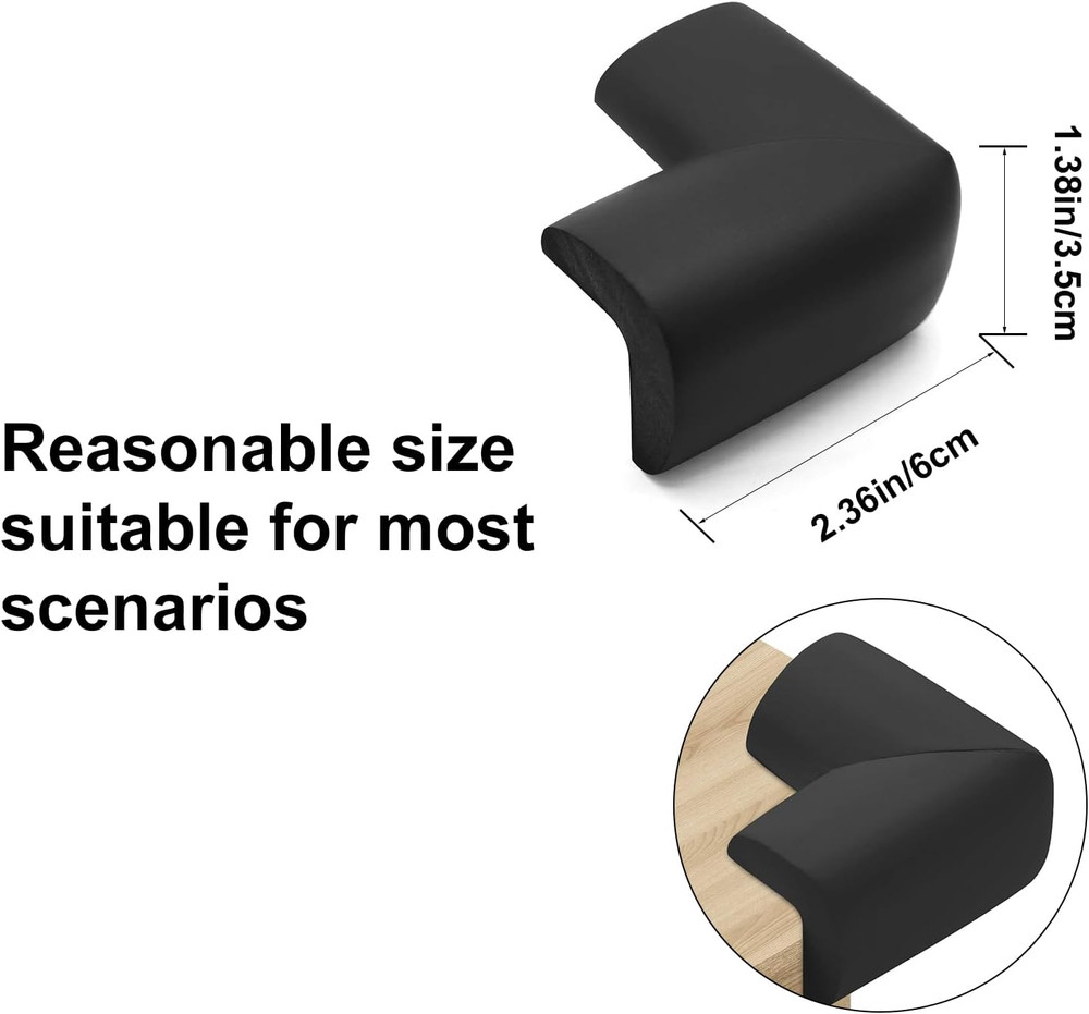 Bed Frame Corner Protector Black: 4 Pack Foam Rubber Guards Bumpers for Bed Tabl