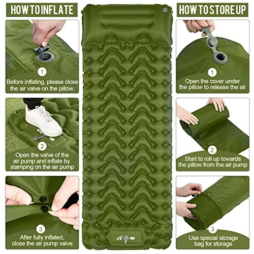 Sleeping Pad, Ultralight Inflatable Sleeping Pad for Camping, Built-in Green