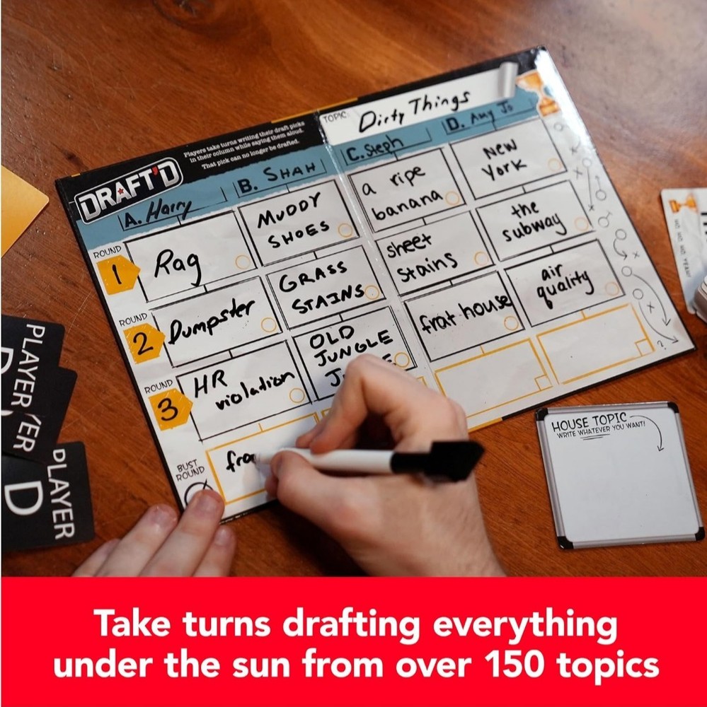 Draft'd is a competitive drafting party game by Spin Master Games