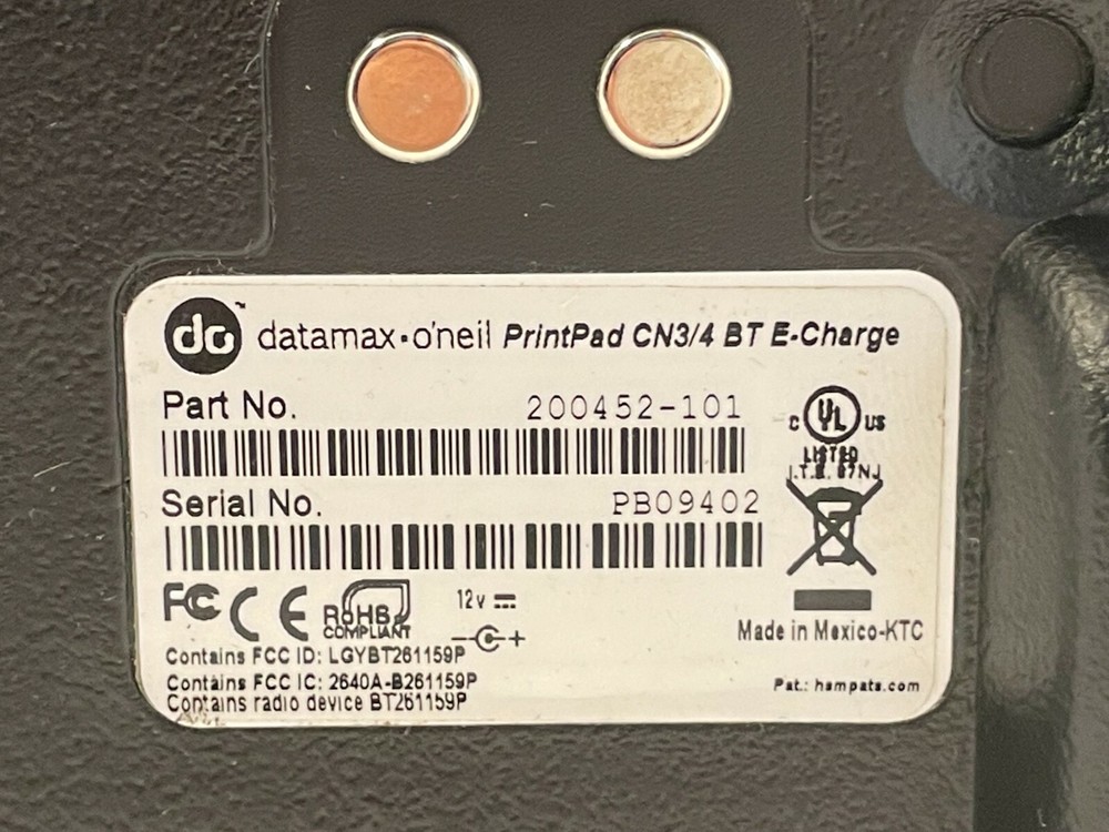 Datamax O'Neil 200452-101 Portable Receipt PrintPad Intermec CN3 CN4 Bluetooth
