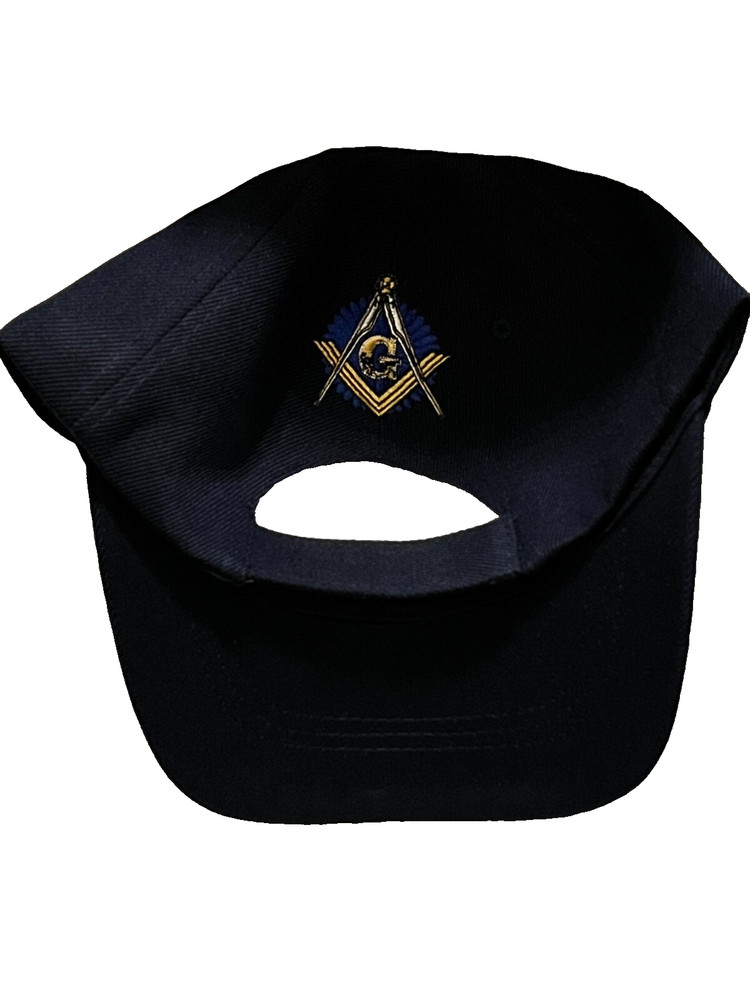 Blue Master Mason Square Compass Baseball Hat Cap Masonic Front Back NEW!