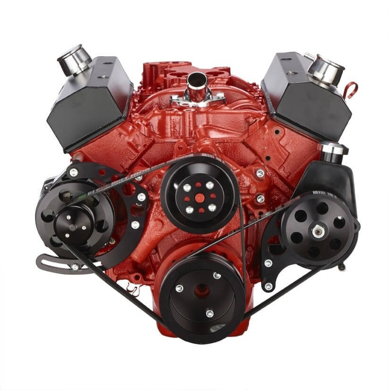 Black Chevy Small Block Serpentine Conversion Kit ALT PS LWP Discounted SBC