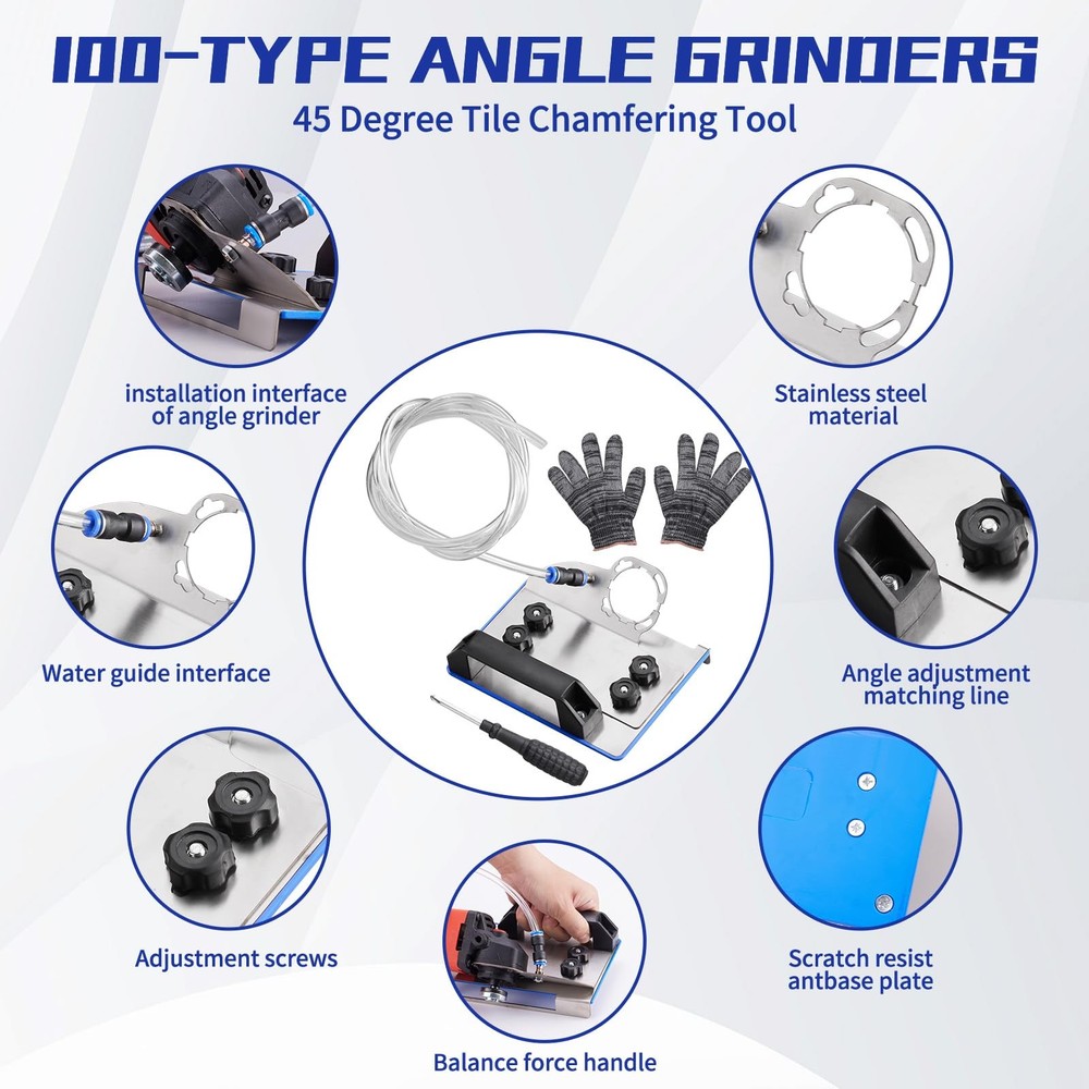 45 Degree Tile Chamfering Tool， Angle grinder stand for 45-degree chamfer cuttin