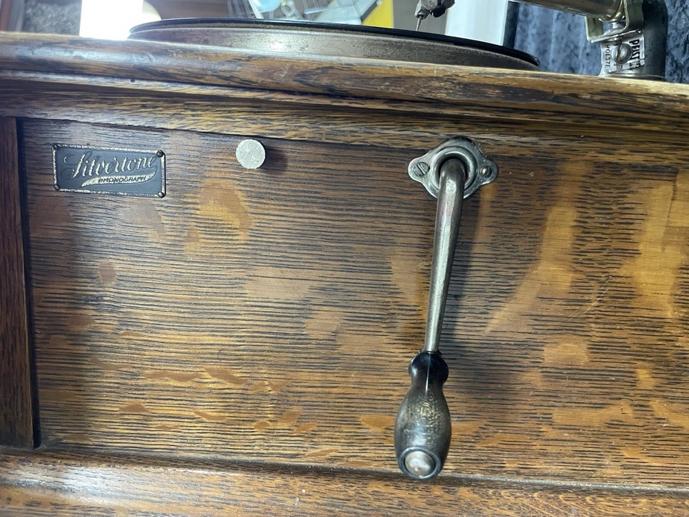 Vintage Silvertone Phonograph Record Player Oak Box AS IS