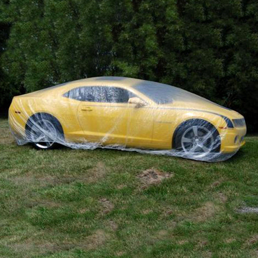 2 PACK Plastic Disposable Car Cover Temporary Universal Rain Dust Garage