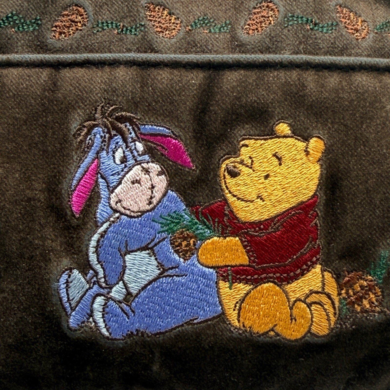 Y2K Disney Winnie the Pooh Eeyore Embroidered Velour Makeup Bag