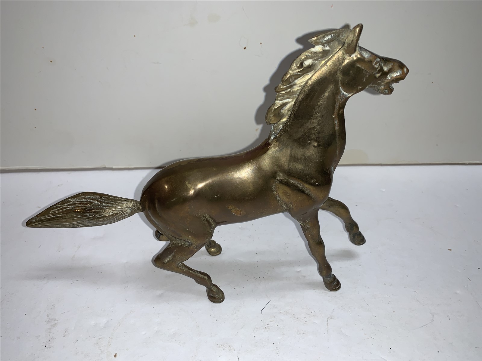 Brass Horse 7 1/2 in Figurine Statue Equestrian Stallion