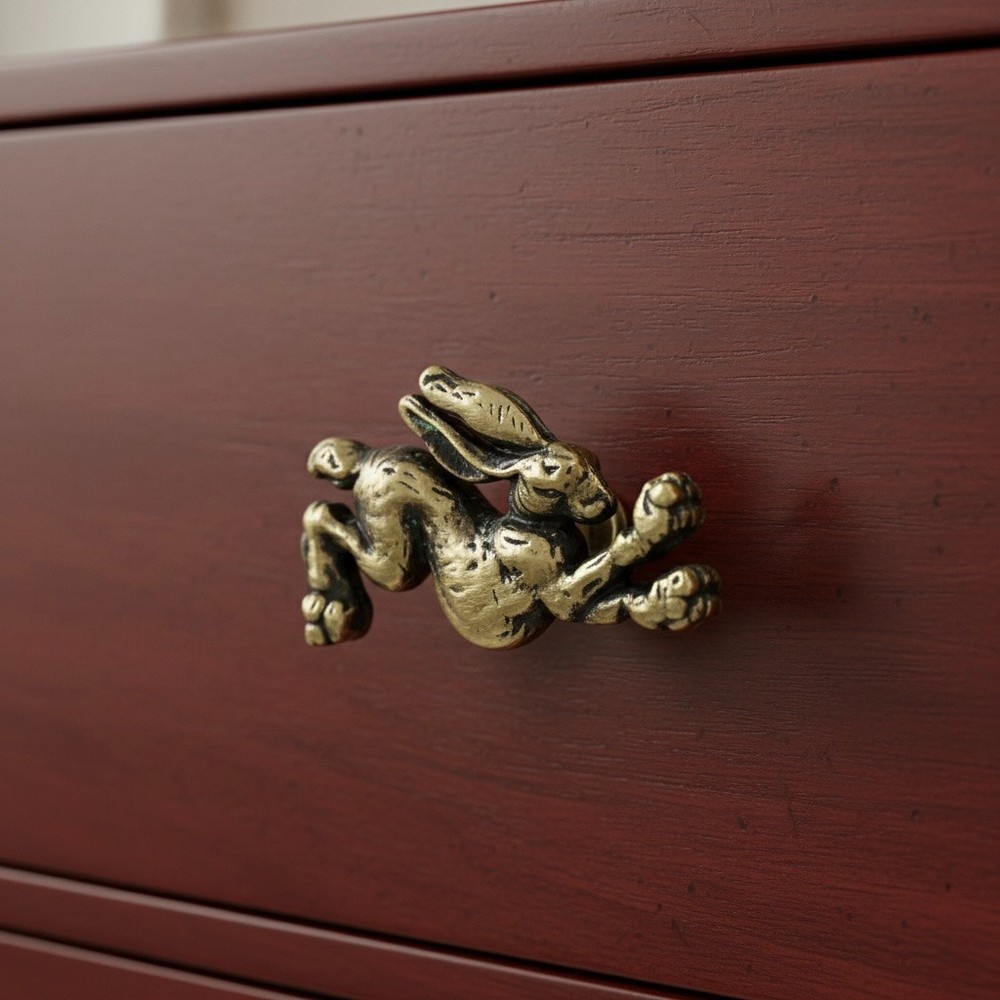 The Tangerine Store | Antique Brass Bunny Rabbit Drawer Knobs