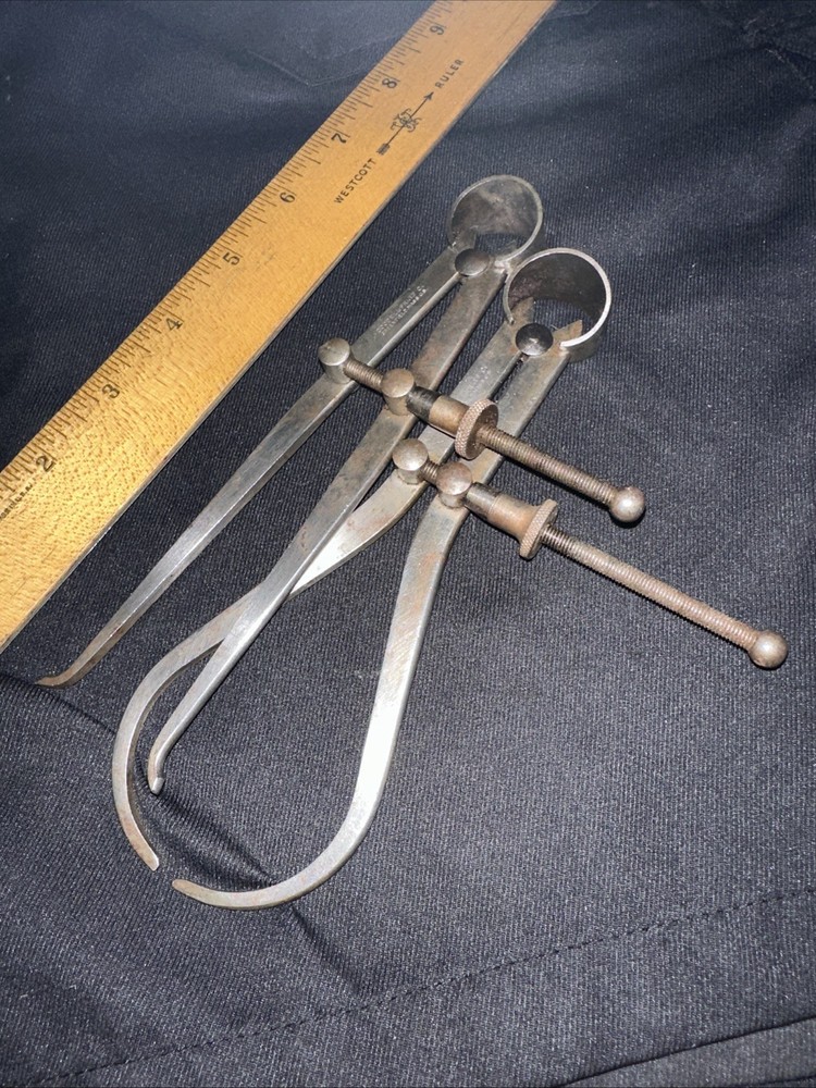 2 Goodell-Pratt INSIDE & OUTSIDE SPRING DIVIDER CALIPERS. Used Machinest Tools