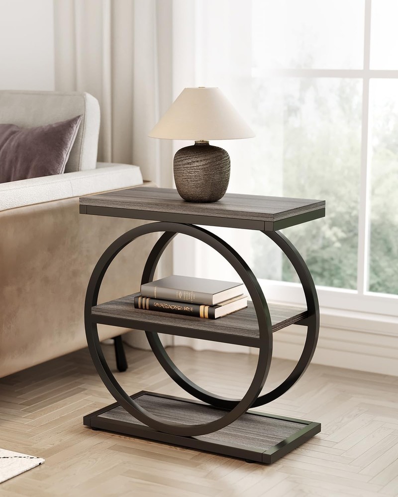 End Table 3-Tier Side Table Slim Sofa Side Table Living Room Tall Bedside Table