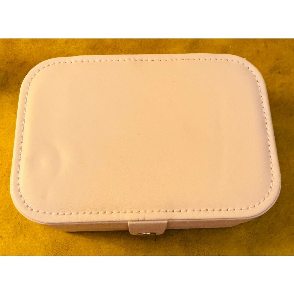 2 Pink Travel Jewelry Box Snap Close Rectangular & Full Zip Square Compartments