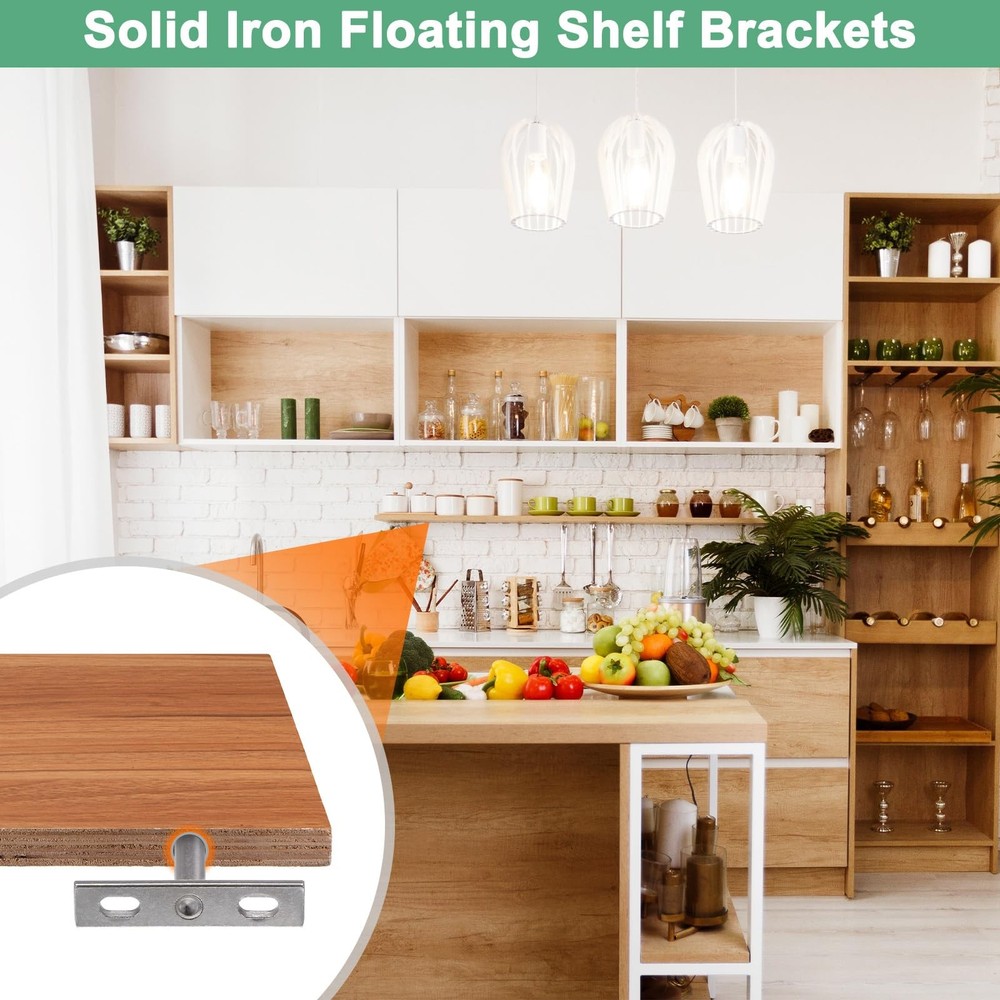 Floating Shelf Brackets 4 Pack 2 Inch Blind Hidden Metal Wall Support Nickel