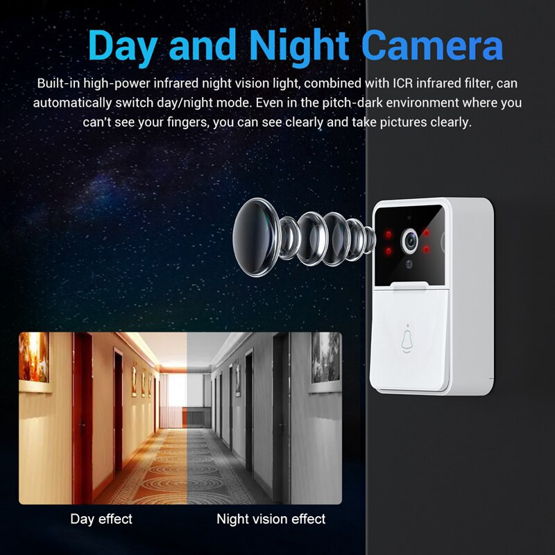 Wireless Smart WiFi Video Doorbell Camera Intercom Ring Bell with Chime Security
