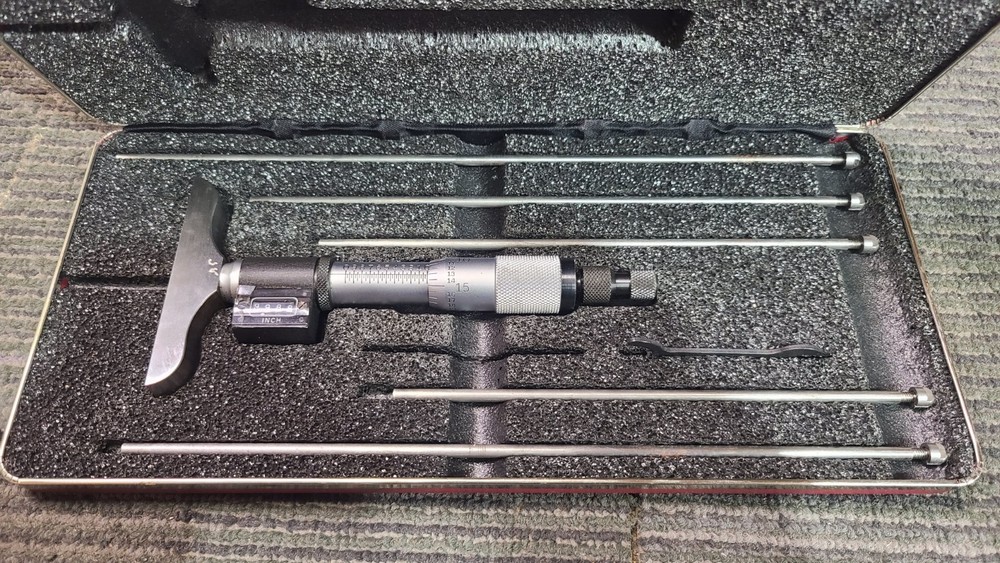 Starrett 446 Digital Micrometer Depth Gage Kit - READ