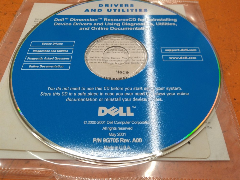 ⭐️⭐️⭐️⭐️⭐️ Dell Dimension ResourceCD For Reinstalling Device Drivers Disc Only