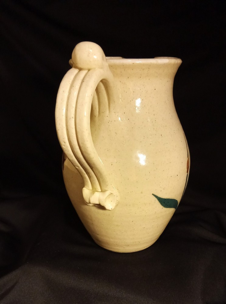 LOVELY FLOWERED PITCHER, UNION STONEWARE MARKED ON BOTTOM & SIGNED
