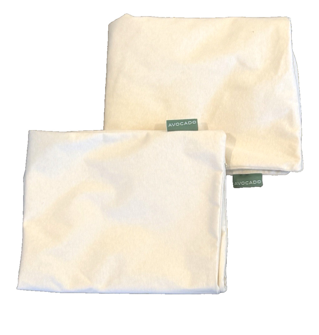2 Avocado Brand Organic Cotton Stamdard Size Pillow Protectors 25" w x 20" NEW