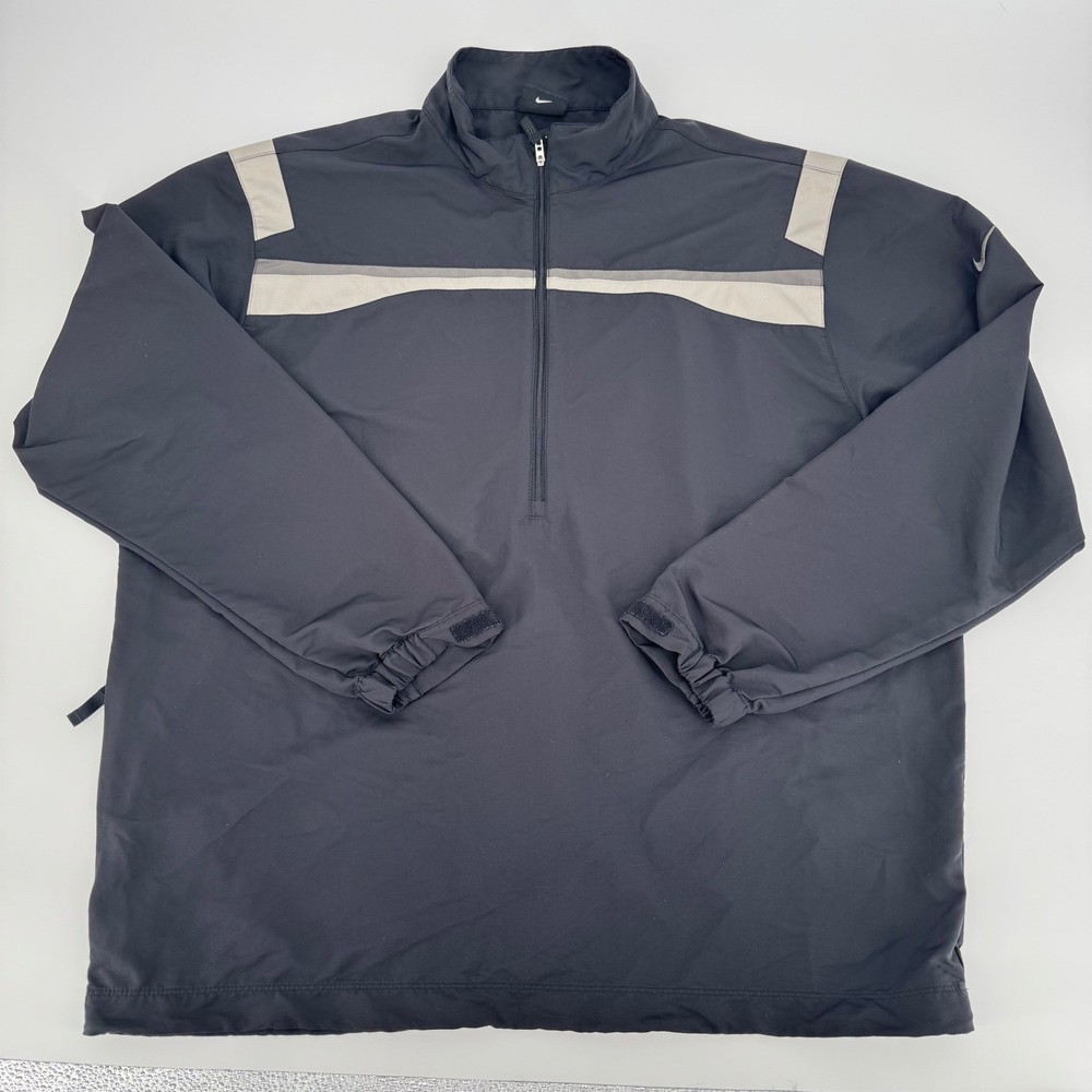 Nike Golf XL Pullover Jacket Black Gray Windbreaker Half Zip Men's