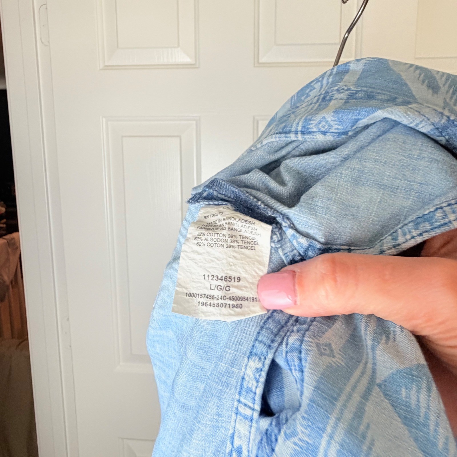 Wrangler Retro Denim Geometric Print Kimono Jacket Blue White Size L NWT