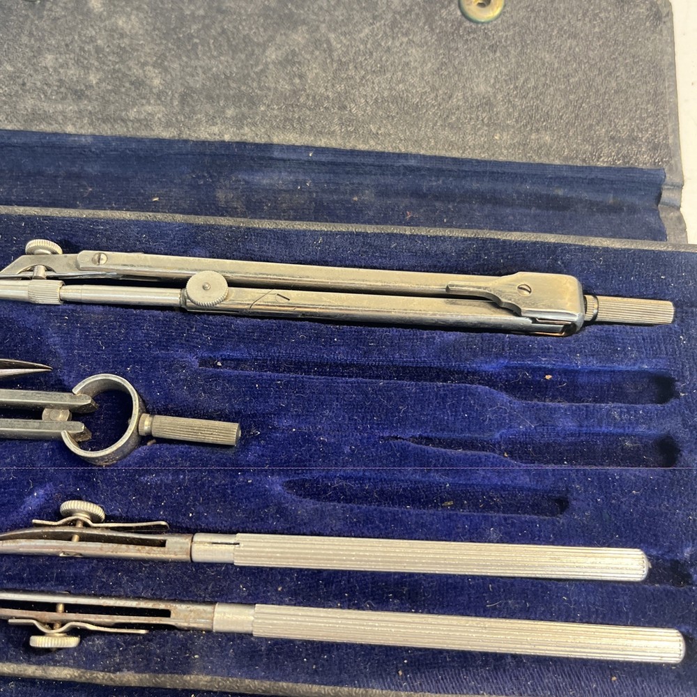 Vintage Friedmann Drafting Set – Made in Czechoslovakia – Partial Set with Case