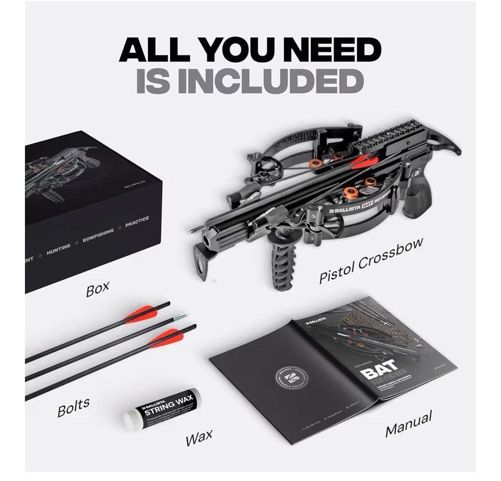 BALLISTA BAT Reverse Draw Compound Crossbow 340fps/150lbs/3lbs