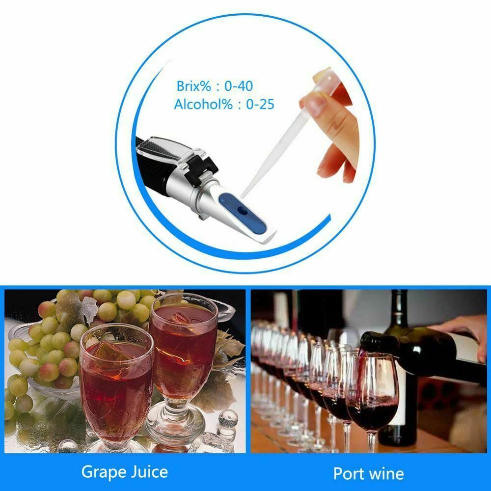 Hangheld Alcohol Refractometer 0~40% Brix 0~25% Alcohol Wine Grape Refractometer