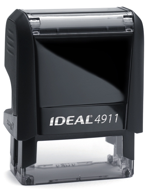 REVISED text on IDEAL 4911 Self-inking Rubber Stamp with BLUE INK