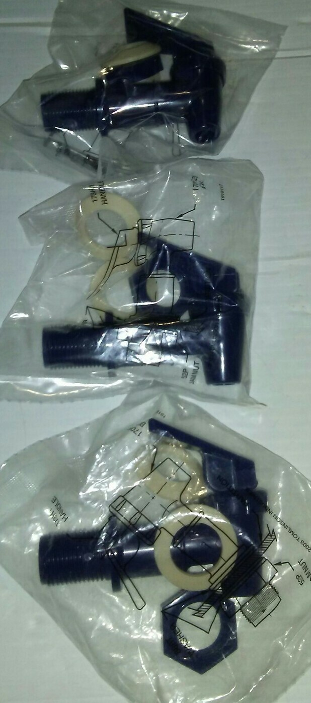 TOMLINSON SPIGOT 1018851, 3-PACK, WATER CROCK, FAUCET VALVE, BLUE, FREE SHIP