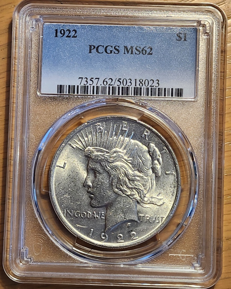 1922 P PCGS MS62  PEACE 90% SILVE#2