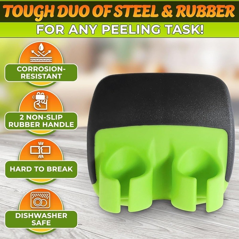 Ergonomic Vegetable Peeler Silicone Grip Double-Sided Blade Kitchen Tool New
