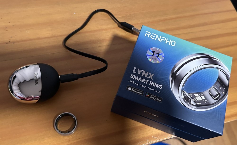 RENPHO Lynx Smart Ring Activity Tracker Size 11 Silver Black