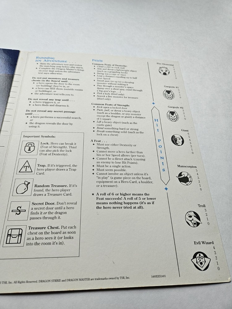 DRAGON STRIKE Original GAME SCREEN TSR D&D screen booklet