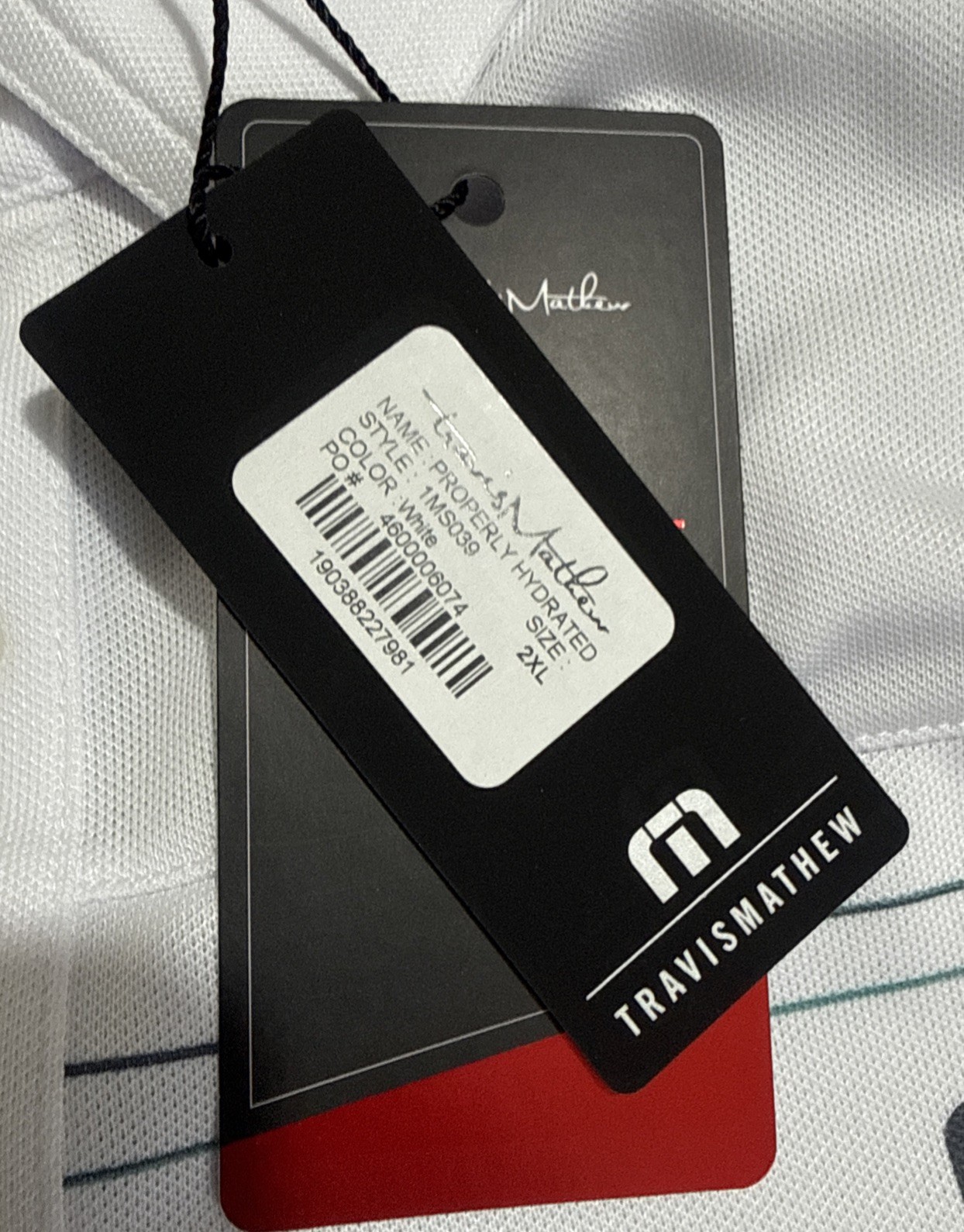 Travis Mathew Polo Shirt Mens 2XL Prestige Pure Performance Properly Hydrate NWT