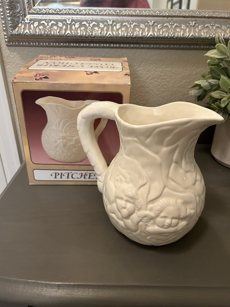 Rose Cherub Collection Pitcher W Box Vintage