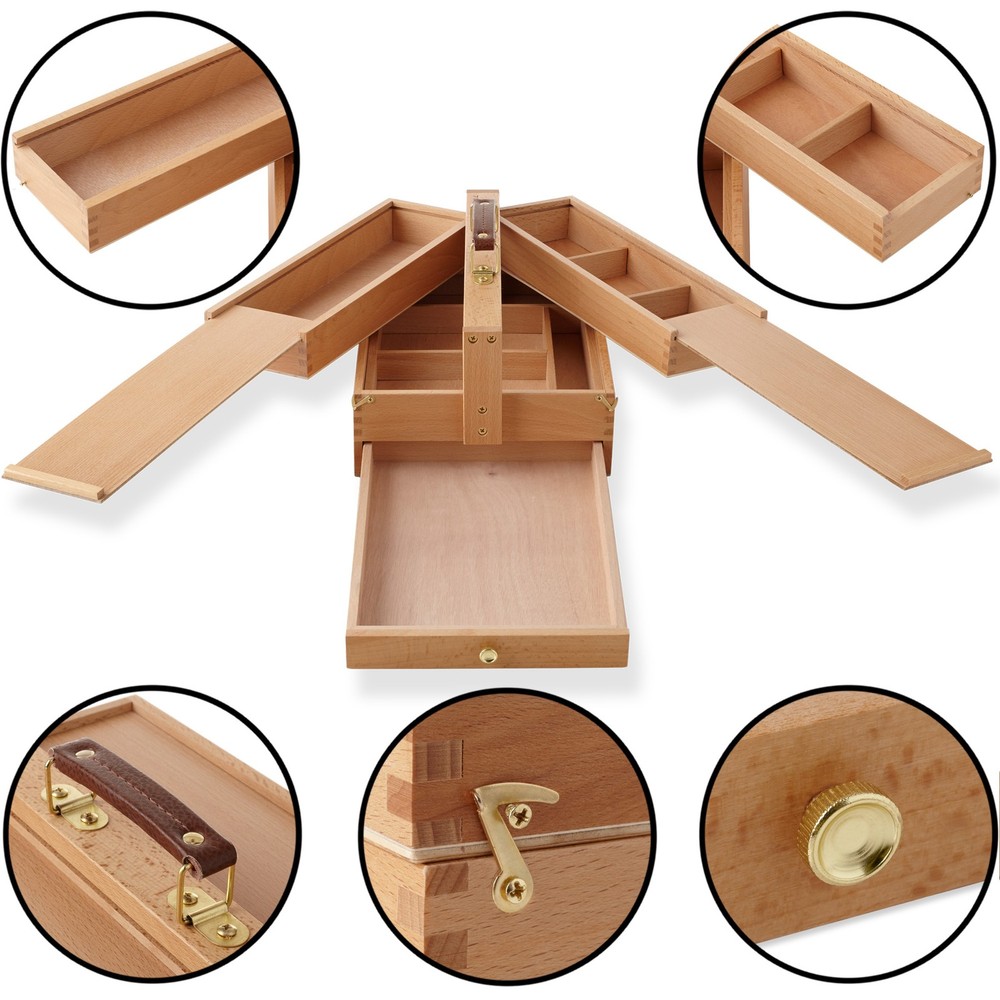 OPEN BOX - Large Multi-Function Wood Artist Tool & Brush Storage Organizer