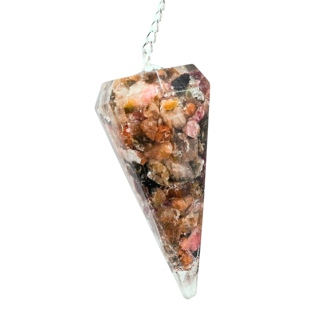 Multi Tourmaline Orgone Crystal Pendulums