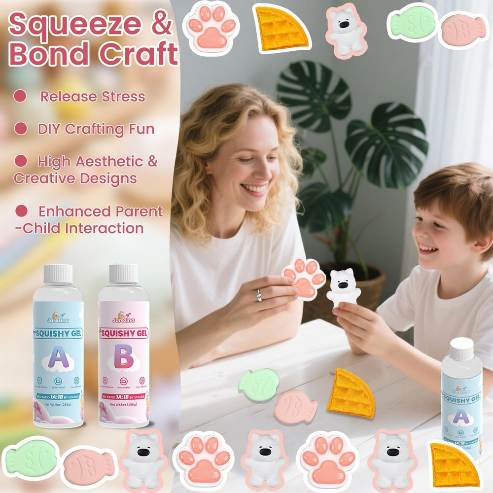 12 Pcs Taba Squishy Kit,Liquid Silicone for Squishy Maker with Guided,Waffles &