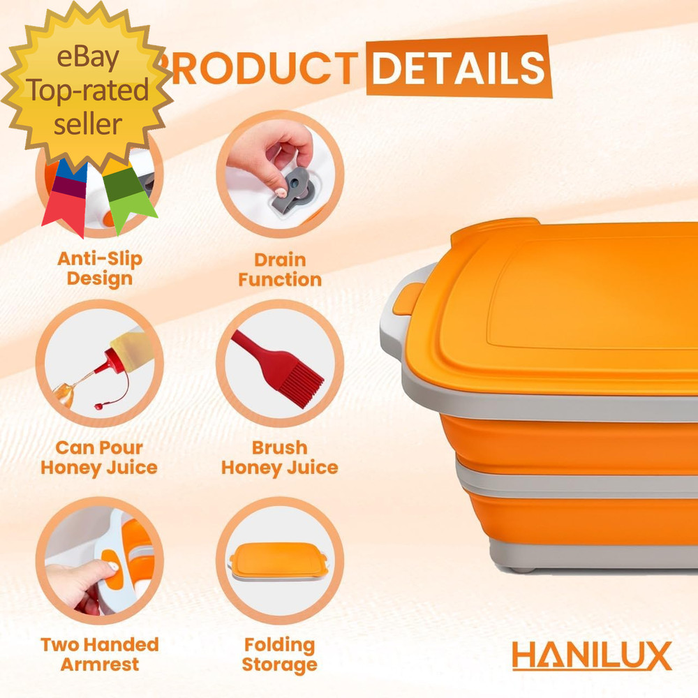 Collapsible BBQ Prep Tub with Meal Prep Marinating Container Include 2 Squeeze