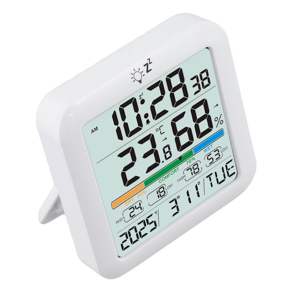 Indoor Thermometer Backlit Display Home Decor Alarm Function Battery Powered