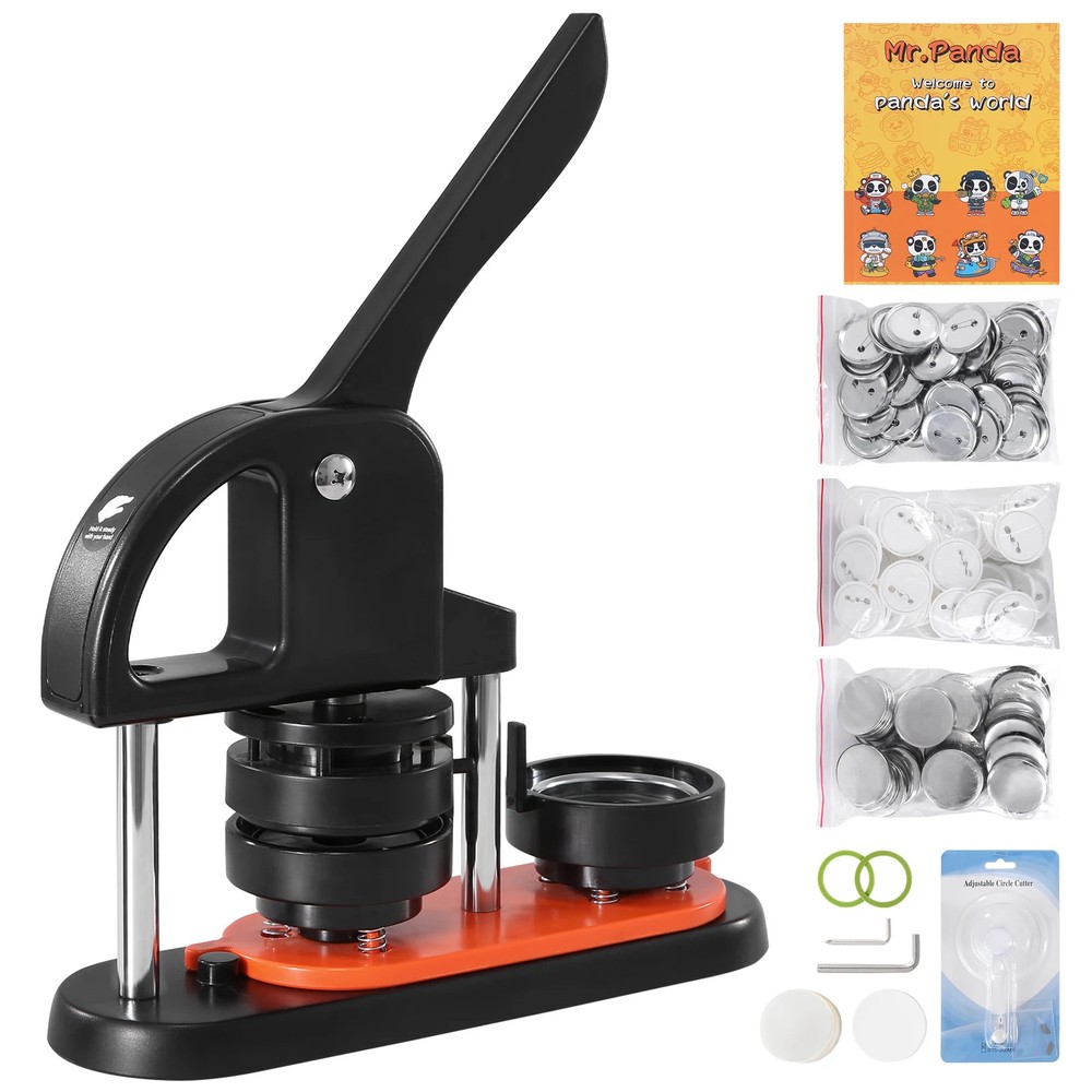 Button Maker 25/58Pin Makers w/ Button Part Ergonomic Arc Handle Punch Press Kit