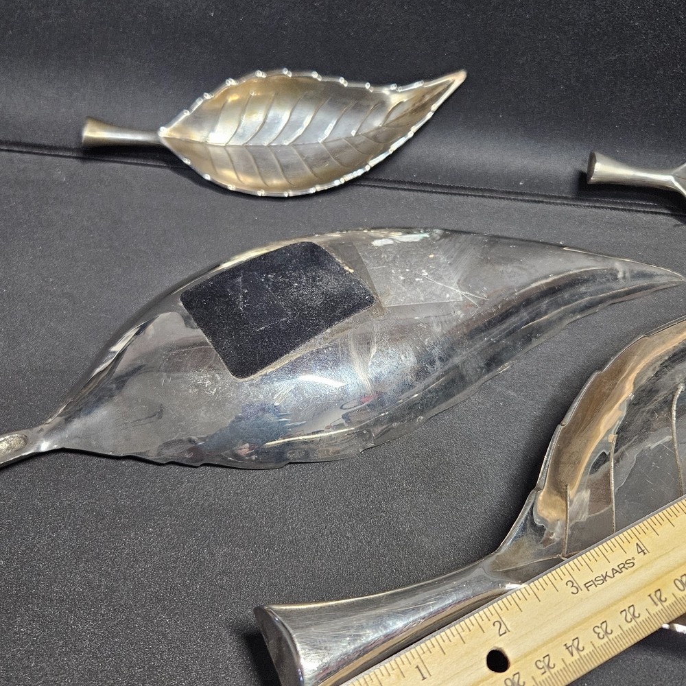 Lot of 4 Silver Plate Leaf Dishes