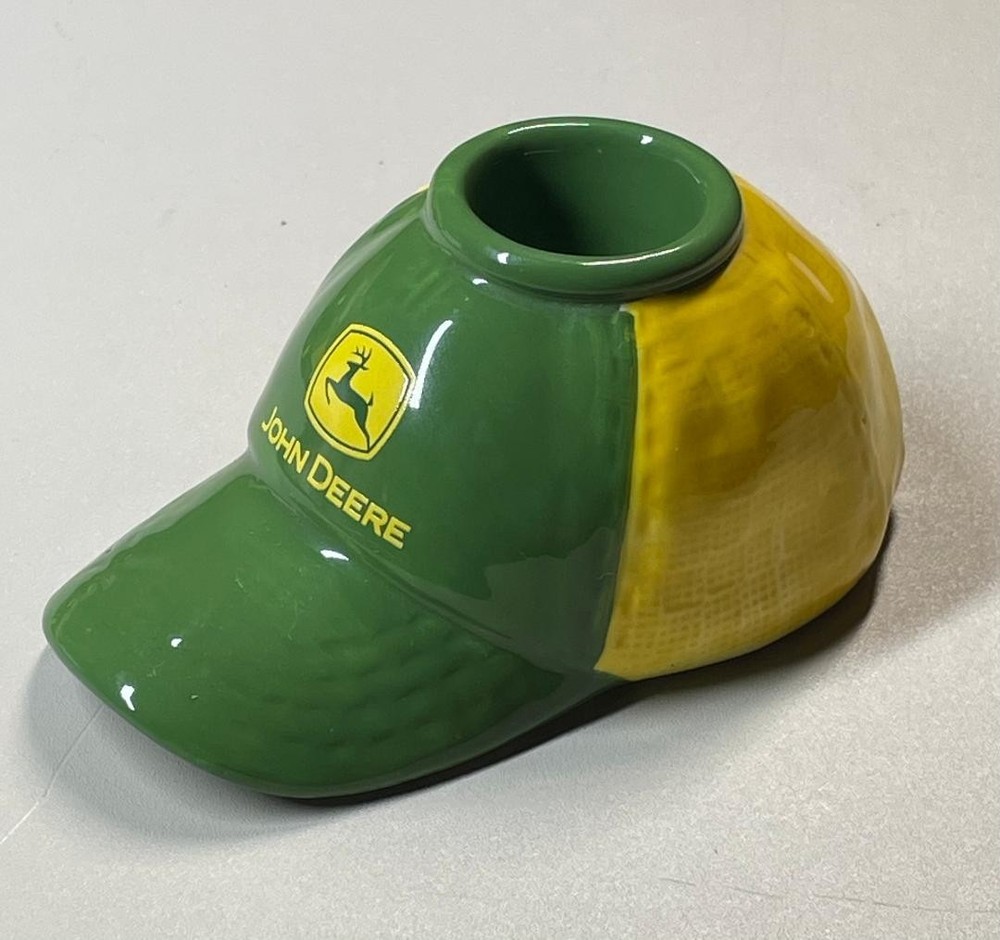 JOHN DEERE Baseball Cap Ceramic Candlestick Taper Candle Holder OR Toothpicks