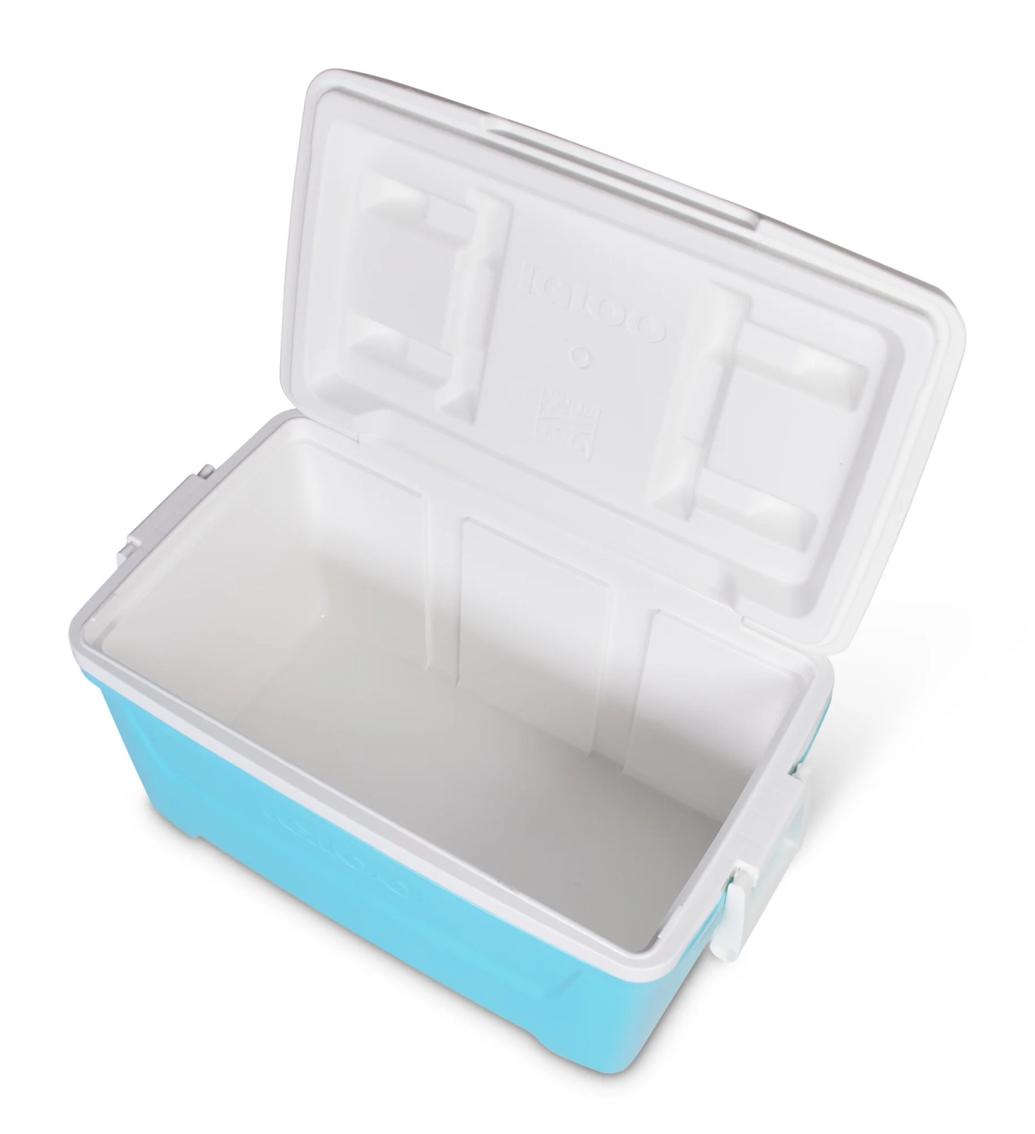 48 QT Laguna Hard-Sided Ice Chest Cooler, Aqua Blue and White