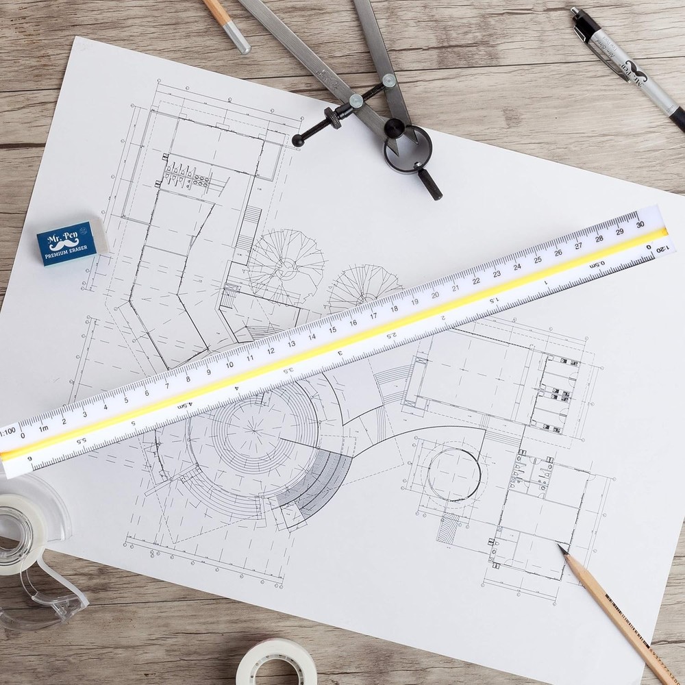 Architectural Scale Ruler 12 Inch Engineering Drafting Ruler for Architects