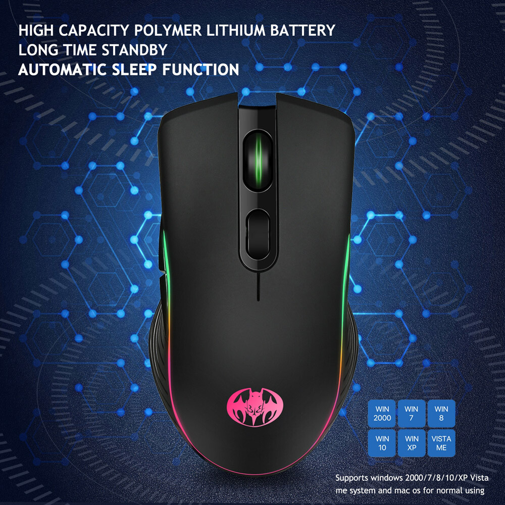 Gaming Mouse 7 Color LED Backlight Wireless USB Rechargeable Optical Mice For PC