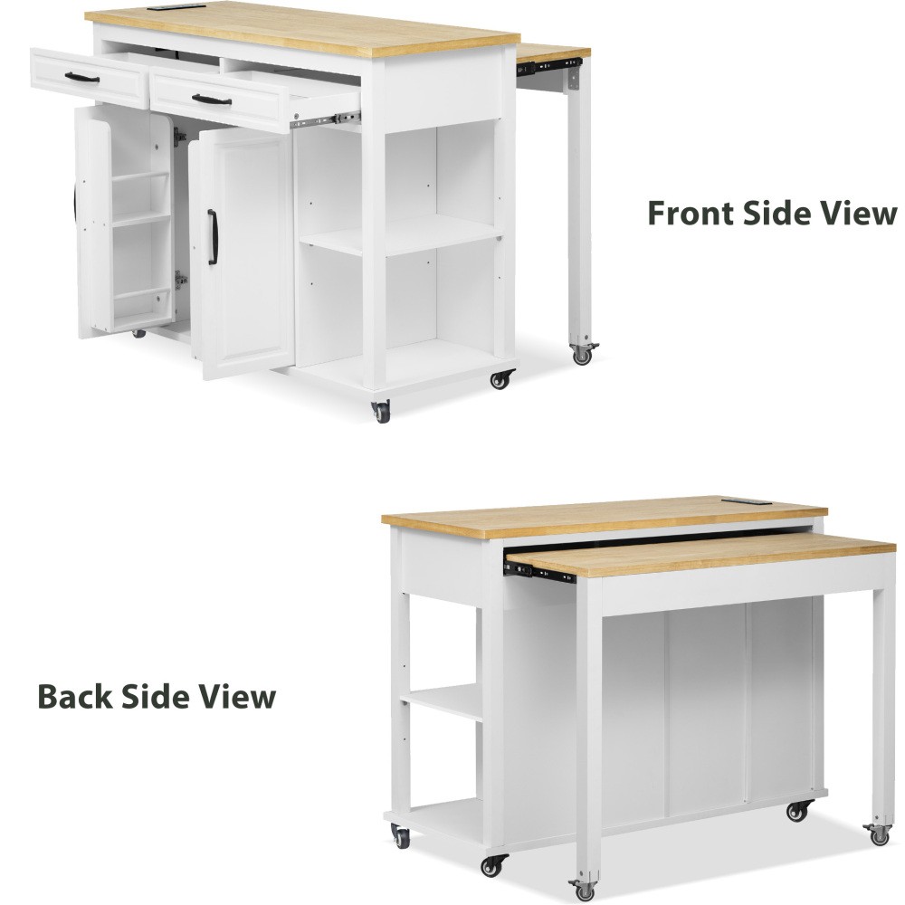 Kitchen Island W Extendable Dining Table Internal Storage Rack Storage