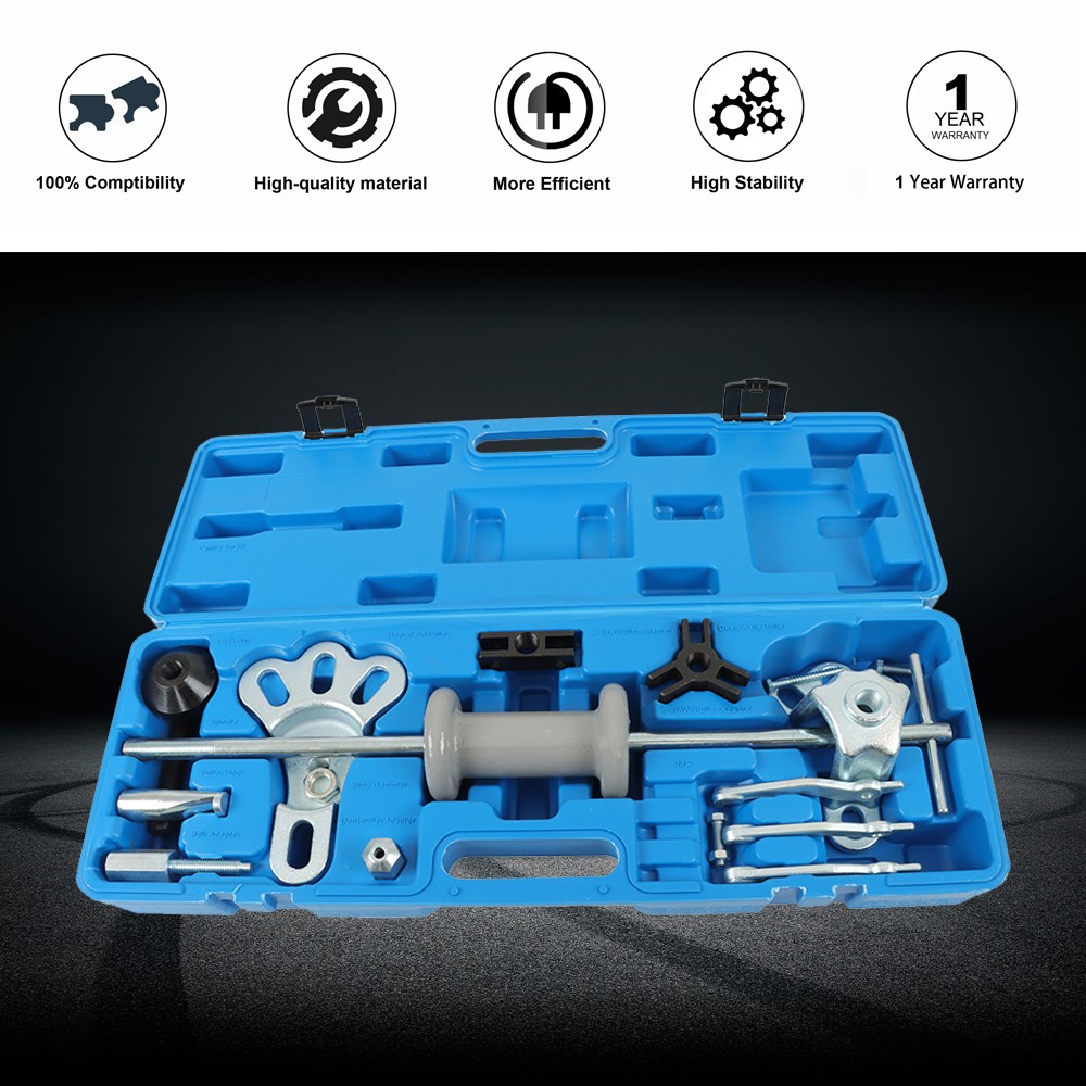Comprehensive Axle Slide Hammer Dent Grip Panel Bearing Puller Set Tool w/ Case