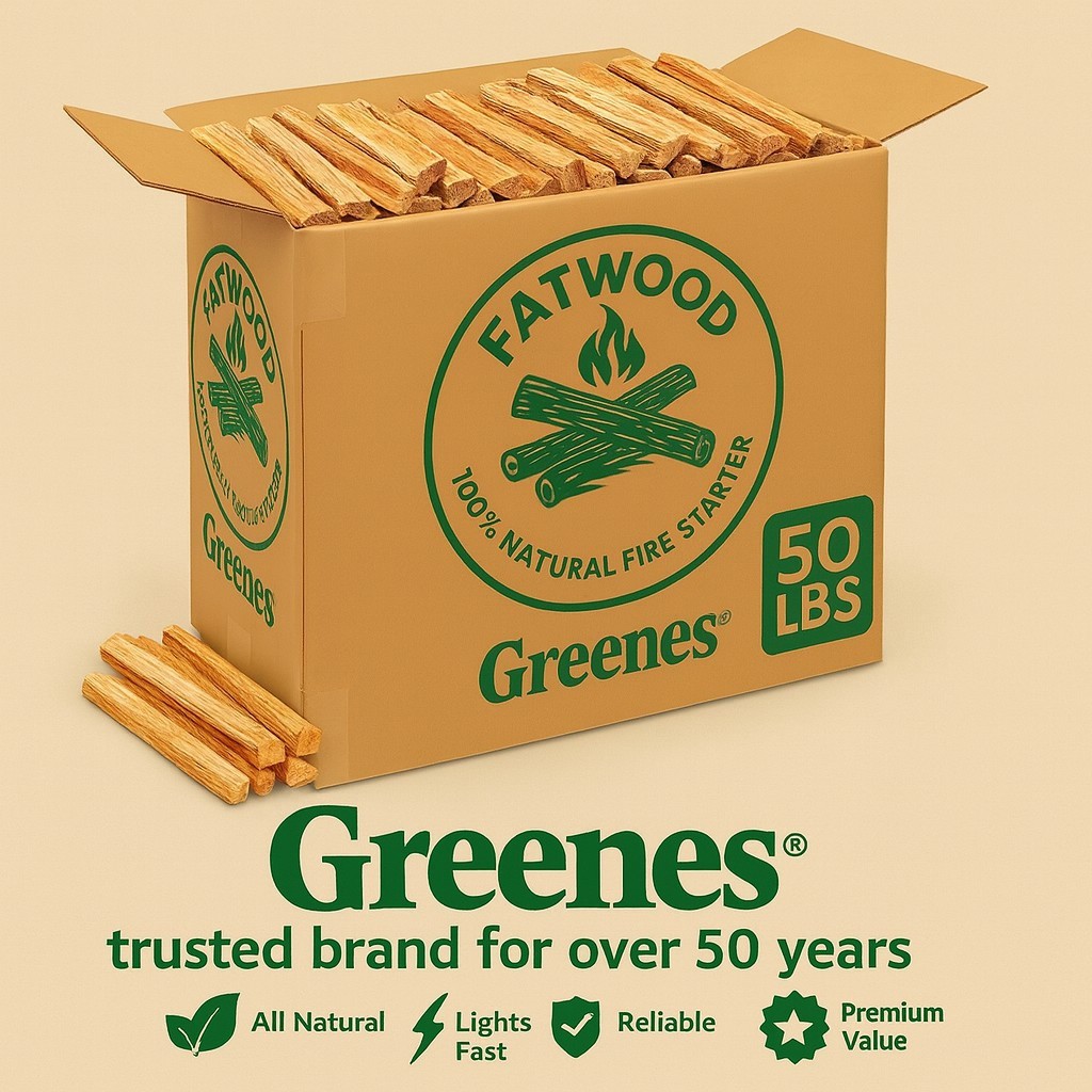 Greenes Fence Fatwood Fire Starter – 50 lb Box, 100% Natural Resin Pine Kindling