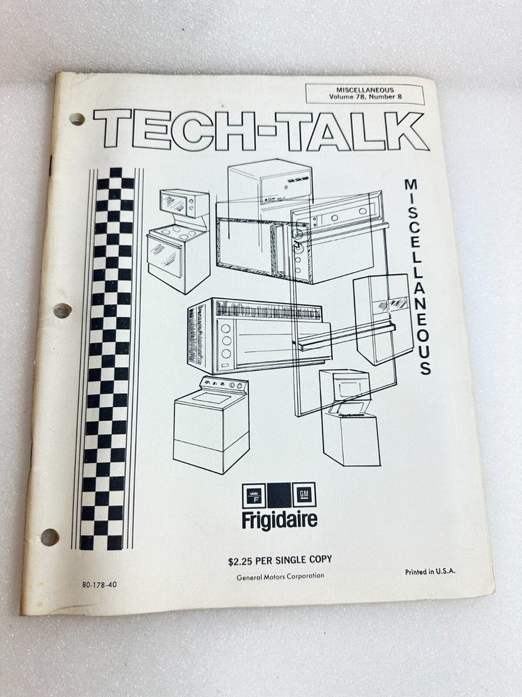 FRIGIDAIRE TECH-TALK Manual Miscellaneous Vol. 78 #8